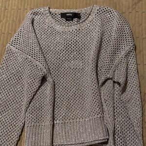 GSTQ Silver Open-Weave Cropped Sweater